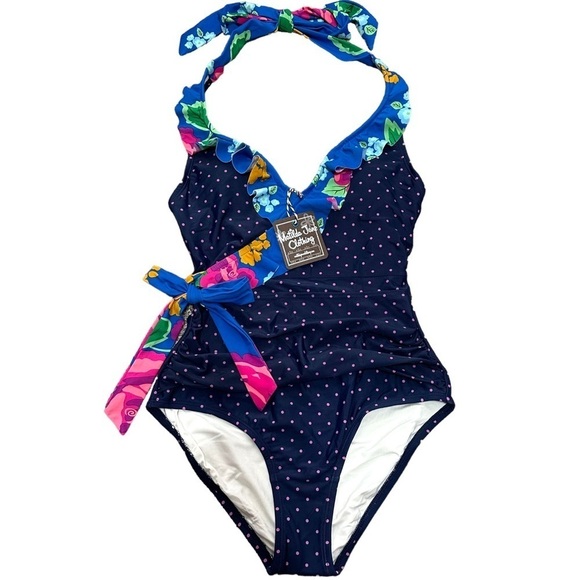 NWT Matilda Jane One Piece‎ Halter Swimsuit Size Small Sandcastle Queen Navy - Picture 1 of 6
